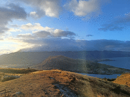 Got to our first hill as the sun was rising, heavy clouds over The Remarkables