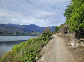 Trail on western side of Lake Hayes looking south across the lake