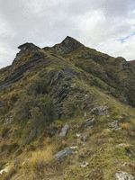 Grassy, rocky ridge, Goats were perched on the peaks here (not in photo) which is a regular occurrence