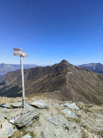 View from the timber marker at Bowen Peak looking across the saddle to Ben Lomond. Bluebird day. 